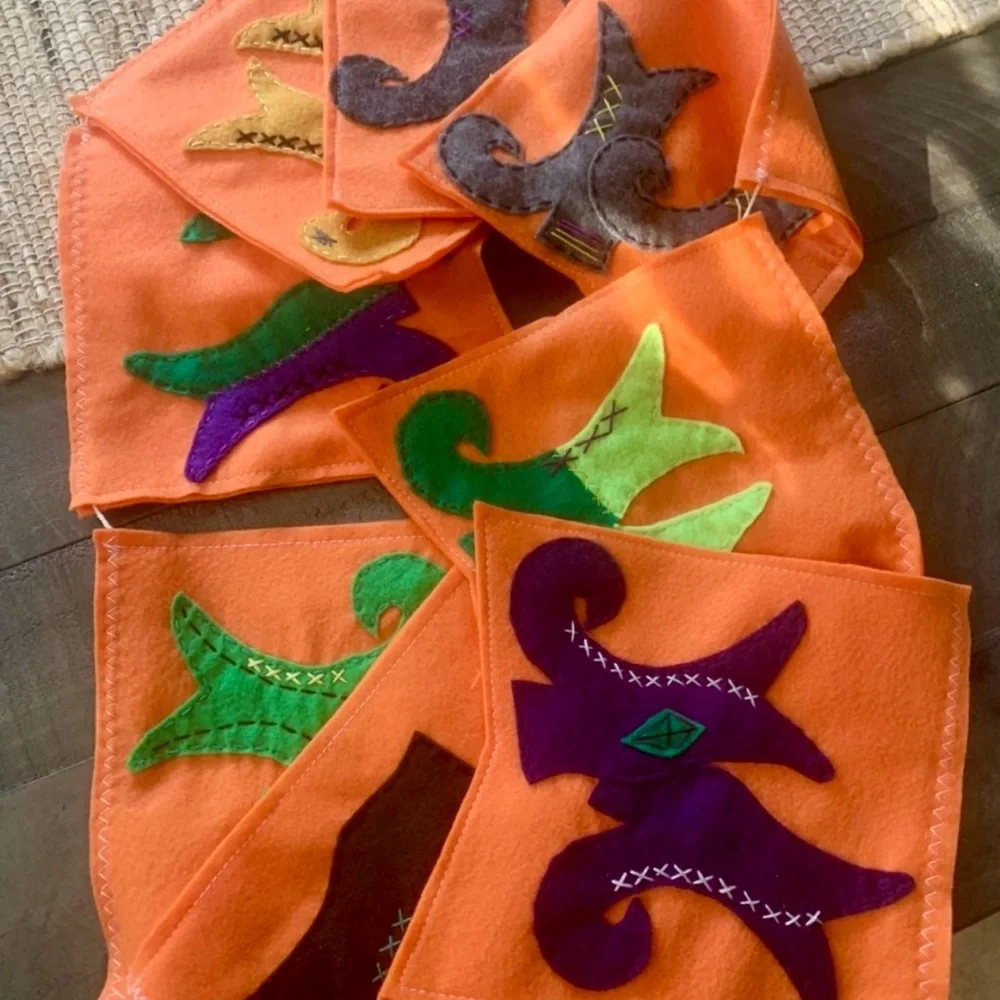 Halloween witches boots felt banner / Halloween decor